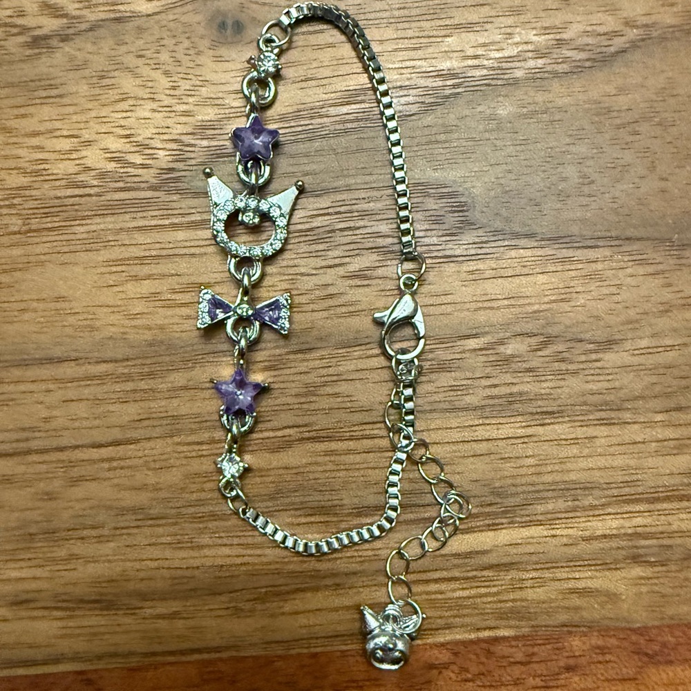 Elegant Sanrio Purple and Silver Women's Bracelet